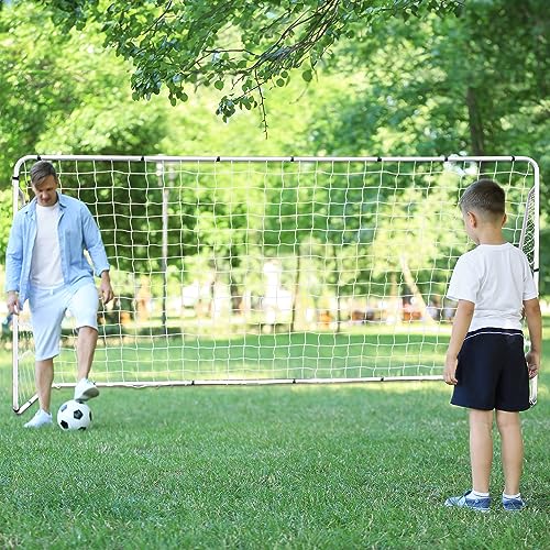 F2C Soccer Net 12 x 6 Soccer Goal for Backyard, Steel Frame for Kids, Adult Portable Shooting Training Aid with Carry Bag,Ground Stakes Waterproof