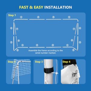 F2C Soccer Net 12 x 6 Soccer Goal for Backyard, Steel Frame for Kids, Adult Portable Shooting Training Aid with Carry Bag,Ground Stakes Waterproof