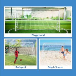 F2C Soccer Net 12 x 6 Soccer Goal for Backyard, Steel Frame for Kids, Adult Portable Shooting Training Aid with Carry Bag,Ground Stakes Waterproof