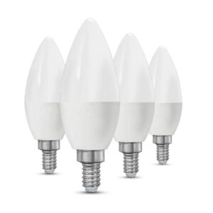 ctkcom led candelabra light bulbs e14 7w, equivalent 60 watt light bulbs,candelabra led e14 instermediate base,430 lumens led not dimmable (warm white 2700k) 4 pack