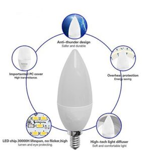 CTKcom LED Candelabra Light Bulbs E14 7W, Equivalent 60 Watt Light Bulbs,Candelabra Led E14 Instermediate Base,430 Lumens LED Not Dimmable (Warm White 2700K) 4 Pack