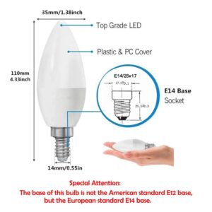 CTKcom LED Candelabra Light Bulbs E14 7W, Equivalent 60 Watt Light Bulbs,Candelabra Led E14 Instermediate Base,430 Lumens LED Not Dimmable (Warm White 2700K) 4 Pack