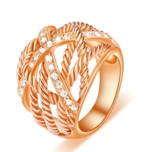 UNY Ring Twisted Cable Wire Weave Designer Fashion Brand David Womens Vintage Valentine Love Gifts Rings (silver-and-gold-plated-brass, 7)