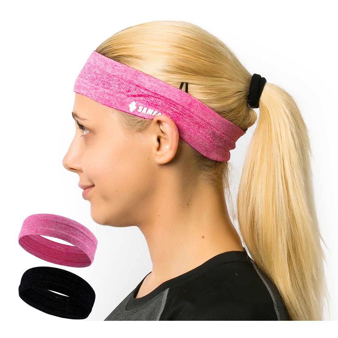 SAMFAVO Sports Headbands for Women and Men-Workout Headbands-Sweatband for Running Fitness Yoga Basketball