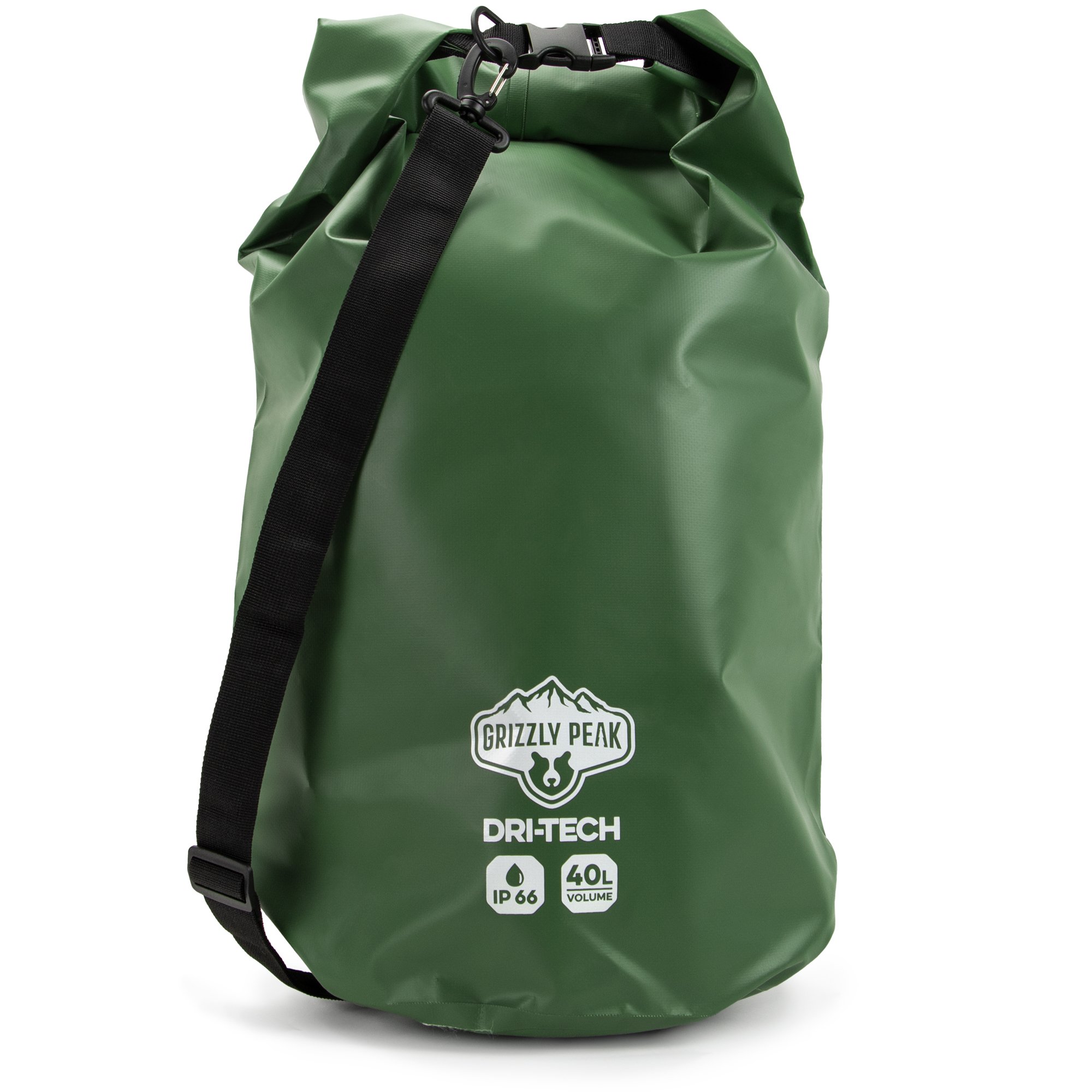 Grizzly Peak Dri-Tech Waterproof IP 66 Lightweight Roll-Top Sack Dry Bag with Adjustable Straps, 40 L