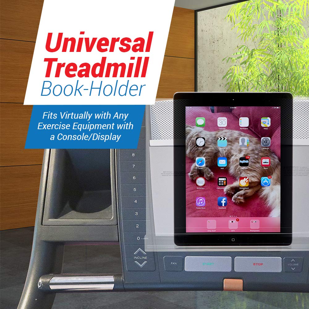 Adir Treadmill Tablet Holder - Exercise Bike Reading Stand/Acrylic Book Holder for Ipad, Tablet, Magazines and Books (9 x 11 x 2.5)