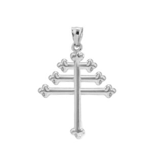 Religious Jewelry Fine Sterling Silver Maronite Cross Pendant Necklace, 18"