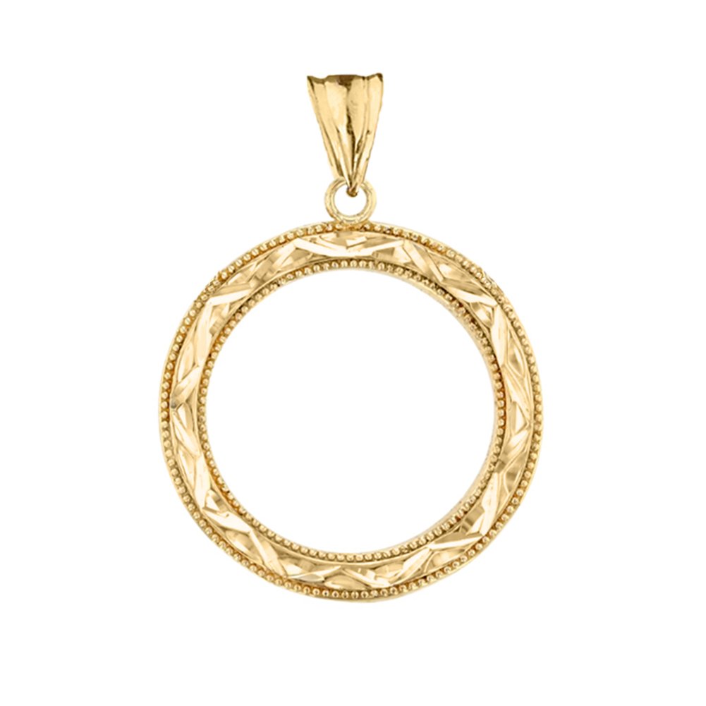 Exquisite 10k Yellow Gold Sparkle-Cut Circle of Life Charm Pendant