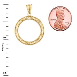 Exquisite 10k Yellow Gold Sparkle-Cut Circle of Life Charm Pendant