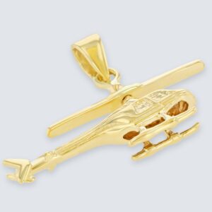 Jewelry America Solid 14K Yellow Gold Helicopter with Motion Moving Propeller Pendant