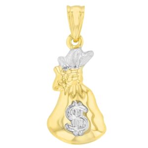 Jewelry America High Polish 14K Yellow Gold 3D Money Bag Charm Pendant