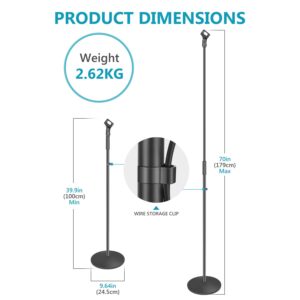 Neewer Microphone Stand and Stand with Microphone Door, Adjustable from 100 to 179 cm, Iron Construction with Solid Detachable Round Base for Easy Carrying (Black)