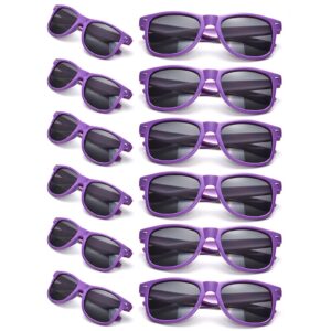 12 pack purple party sunglasses bulk, classic retro unisex adult glasses