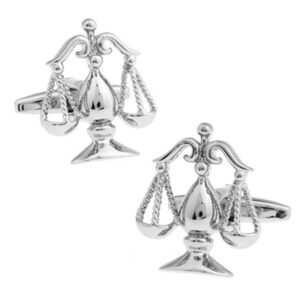 libra judge lawyer scales of justice cufflinks (silver)