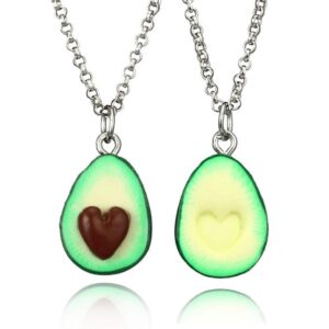 mjartoria bff necklace for 2-best friend necklaces cute avocado with heart friendship necklaces set of 2 friendship valentine gifts (avocado)