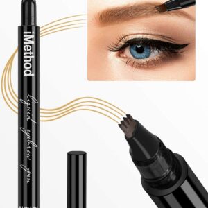 iMethod Eyebrow Pen - iMethod Eye Brown Makeup, Eyebrow Pencil with a Micro-Fork Tip Applicator Creates Natural Looking Brows Effortlessly and Stays on All Day, Dark Brown