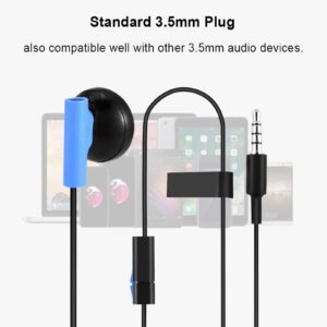 Zerone Mono Chat Earbud with Mic for Playstation 4, 3.5mm Single-Sided One Ear Wired Headset in-Ear Gaming Earbud for PS4 Slim PRO - Mobilephone PC Tablet Compatible