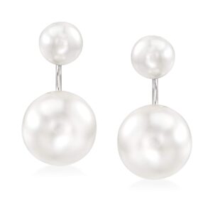 ross-simons 6.5-12.5mm shell pearl front-back earrings in sterling silver