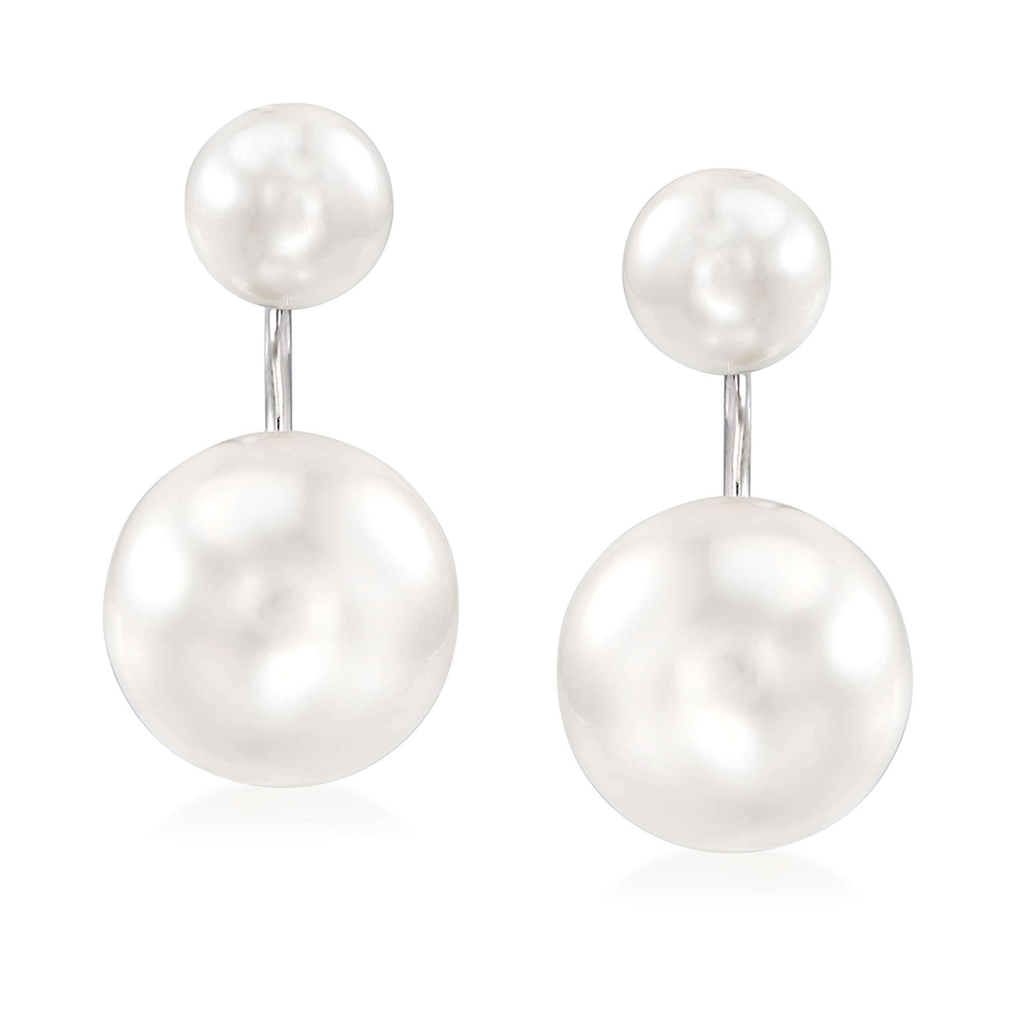 Ross-Simons 6.5-12.5mm Shell Pearl Front-Back Earrings in Sterling Silver