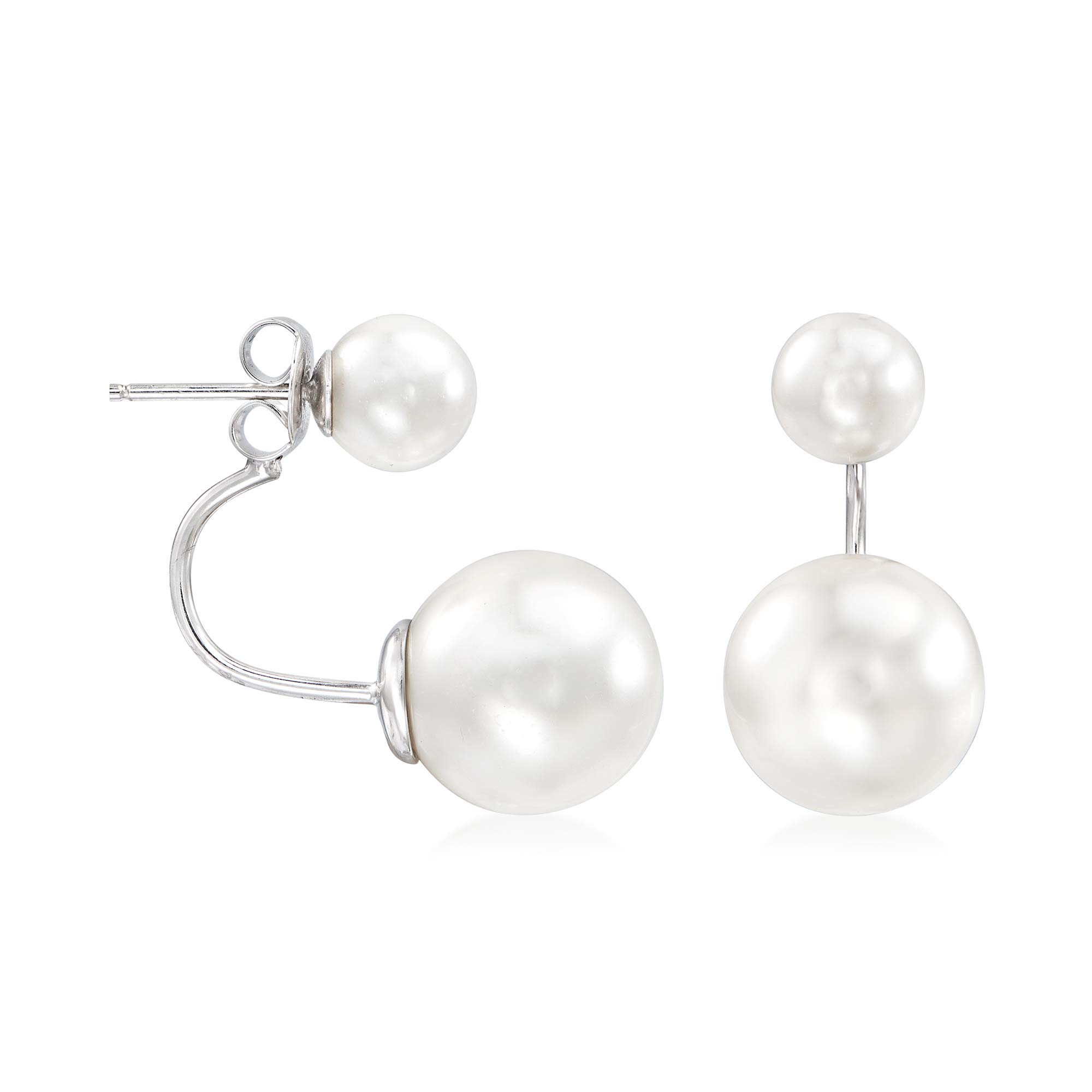 Ross-Simons 6.5-12.5mm Shell Pearl Front-Back Earrings in Sterling Silver