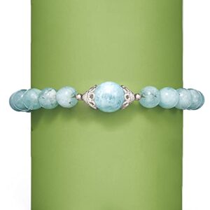 Ross-Simons 90.00 ct. t.w. Aquamarine Bead Stretch Bracelet With Sterling Silver. 7.5 inches