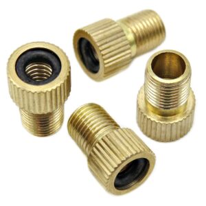 bike bits brass presta valve adapter - convert presta to schrader - inflate tire using standard bike pump or air compressor (4 pack)