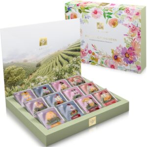 Teabloom Flowering Tea Chest - Curated Collection of 12 Gourmet Flowering Teas - Packaged in Beautiful Gift-Ready Tea Box