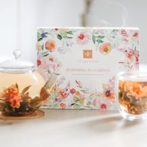 Teabloom Flowering Tea Chest - Curated Collection of 12 Gourmet Flowering Teas - Packaged in Beautiful Gift-Ready Tea Box