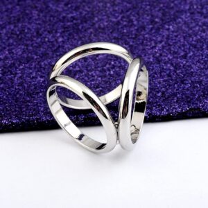 2PCS(Golden + Silver) Women Lady Girls Three Ring Fashion Scarf Ring Buckle Modern Simple Triple Slide Jewelry Silk Scarf Clasp Clips Clothing Wrap Holder