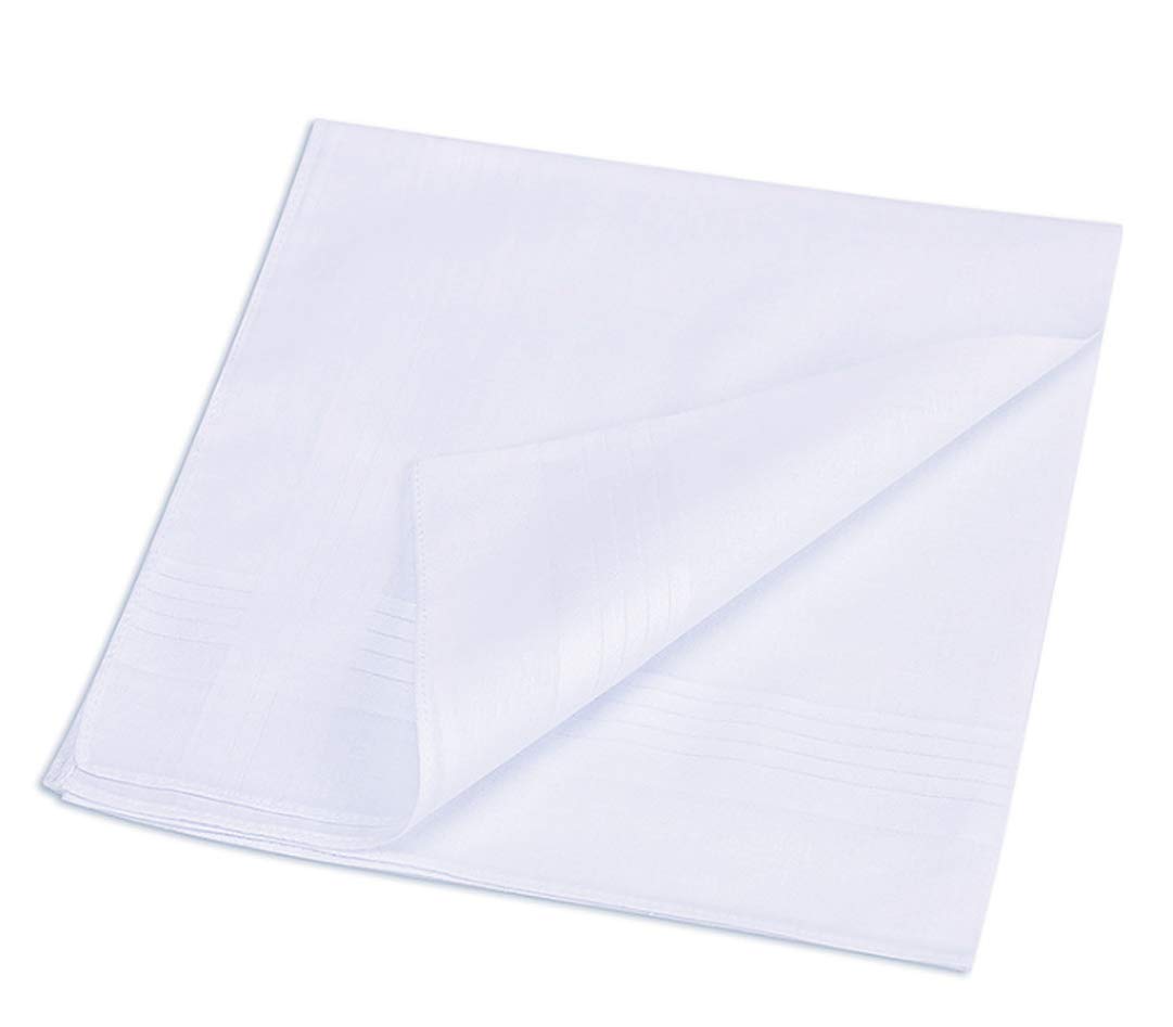 RDS HANKYTEX Men's White Handkerchiefs,100% Soft Cotton Hankie