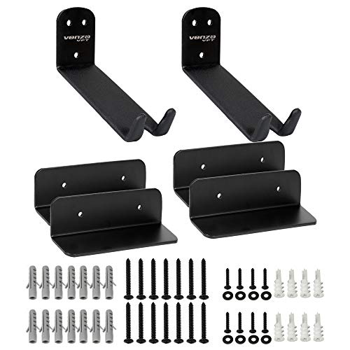 Venzo Bike Bicycle Cycling Pedal Wall Mount Indoor Storage Hanger Stand - Hook Rack Holder - with Tire Brackets - Great for Garage and Shed (1)