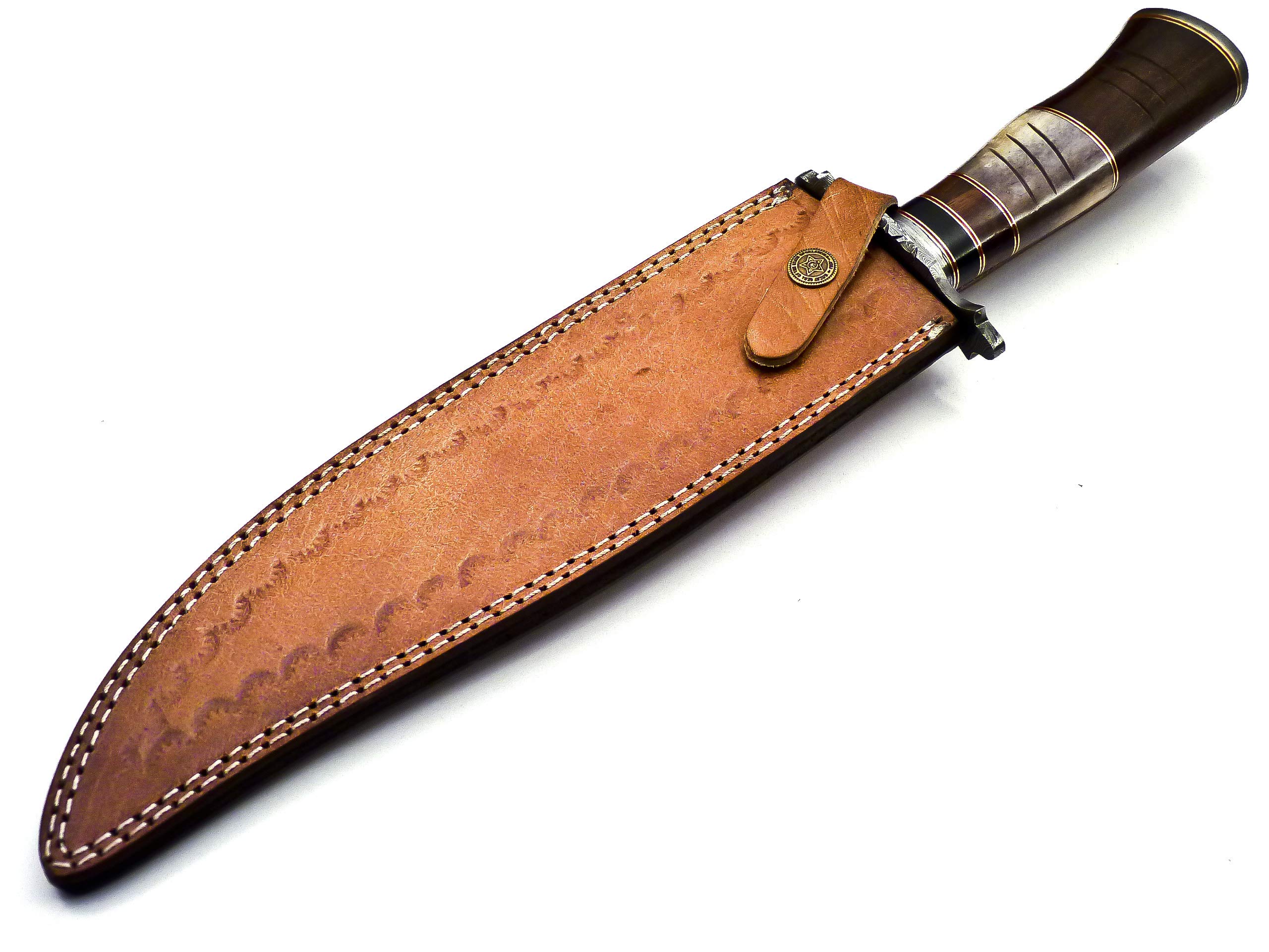 UK UNIQUE SHARP KNIVES BK-3039 Handmade Damascus Steel 15 Inches Damascus Steel Hunting Knife - Beautiful Rose Wood & Bone Handle