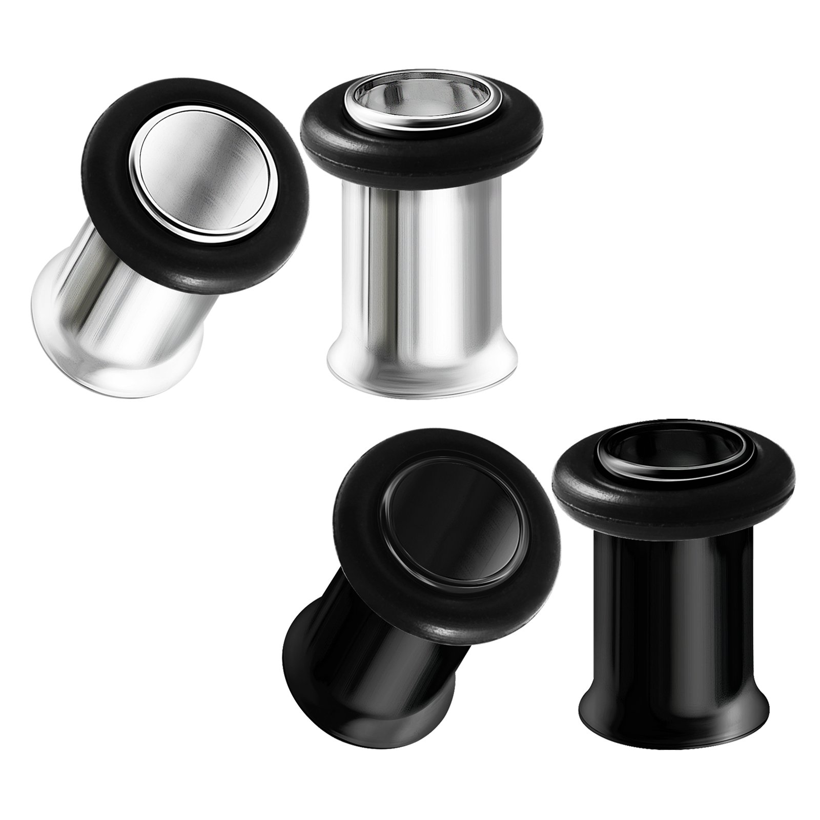 BIG GAUGES 2 Pairs 316L Surgical Steel Black 2g Gauge 6mm Single Flared Piercing Jewelry Stretcher Ear Ring Lobe Tunnel Plug BG0616