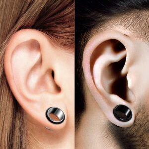 BIG GAUGES 2 Pairs 316L Surgical Steel Black 2g Gauge 6mm Single Flared Piercing Jewelry Stretcher Ear Ring Lobe Tunnel Plug BG0616