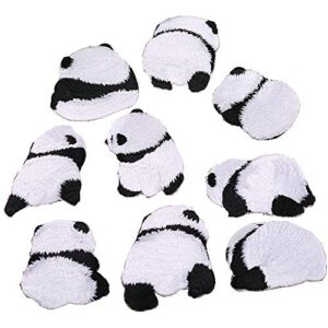 assorted embroidery applique decoration diy patch panda silhouette funny custom design face kit iron on for shirt jacket bag hat pant vest jean cotton clothes kid love great as happy birthday gift…