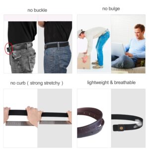 No Buckle Invisible Elastic Belt for Men/Women Black, Fits waist 36-50in