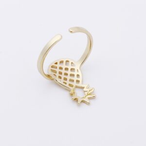 SENFAI Pineapple Charm Open Finger Rings Adjustable Cute Women Jewelry (Gold)