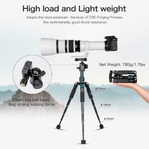 Koolehaoda Portable Mini Tripod Aluminum Alloy Tabletop Tripod Height 20 inch / 51cm with 360 Degree Ball Head and Bag for DSLR Camera, Video Camcorder.Load up to 11lbs / 5kg - (Blue)