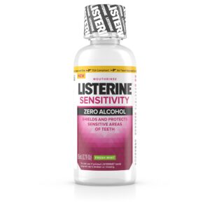 Listerine Sensitivity Mouthwash, Zero Alcohol Mouth Rinse, Fresh Mint, Travel Size 3.2 Ounces (95ml) - Pack of 3