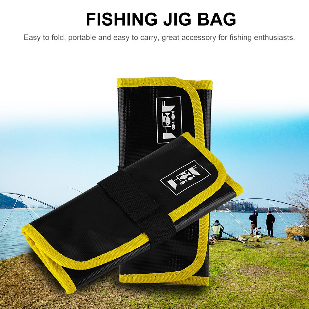 Fishing Lures Bag, Portable Fishing Jig Bag Lures Baits Storage Tackle Pocket Bag Organizer (Yellow) Jig Bag Saltwater Fishing Jig Bags and Pouches Vertical Jig Bag Vertical Jig