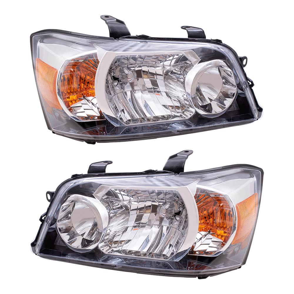 Brock Replacement Driver and Passenger Headlights Headlamps Compatible with 2004-2006 Highlander 81130-48280 81170-48280