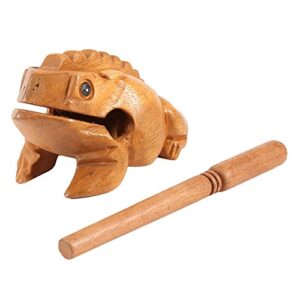 Wood Frog Guiro Rasp, Thailand Traditional Craft Wooden Musical Instrument Tone Block(12.7CM/5Inch)