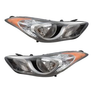 Brock Replacement Pair Set Halogen Headlights Headlamps Compatible with Elantra 921013Y000 921023Y000