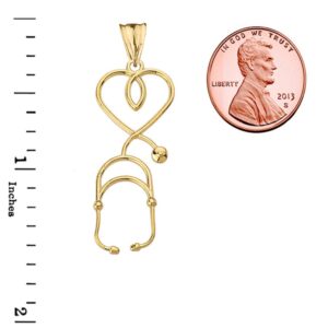 Fine 10k Yellow Gold Heart-Shaped Stethoscope Pendant