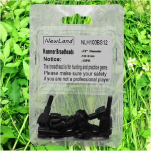 maifield 100 Grain Archery Hunting Small Game Hammer Broadheads Crossbow Compound Bow Arrow Tips (12PK Black Hammer Head)