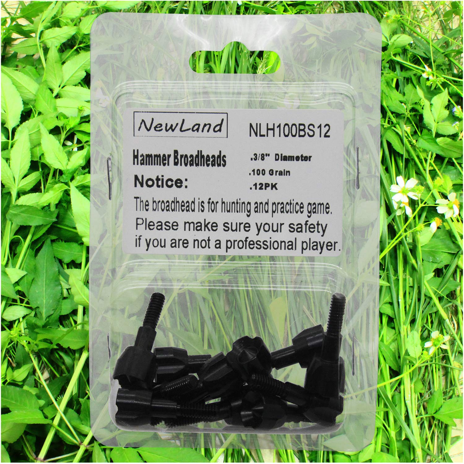 maifield 100 Grain Archery Hunting Small Game Hammer Broadheads Crossbow Compound Bow Arrow Tips (12PK Black Hammer Head)