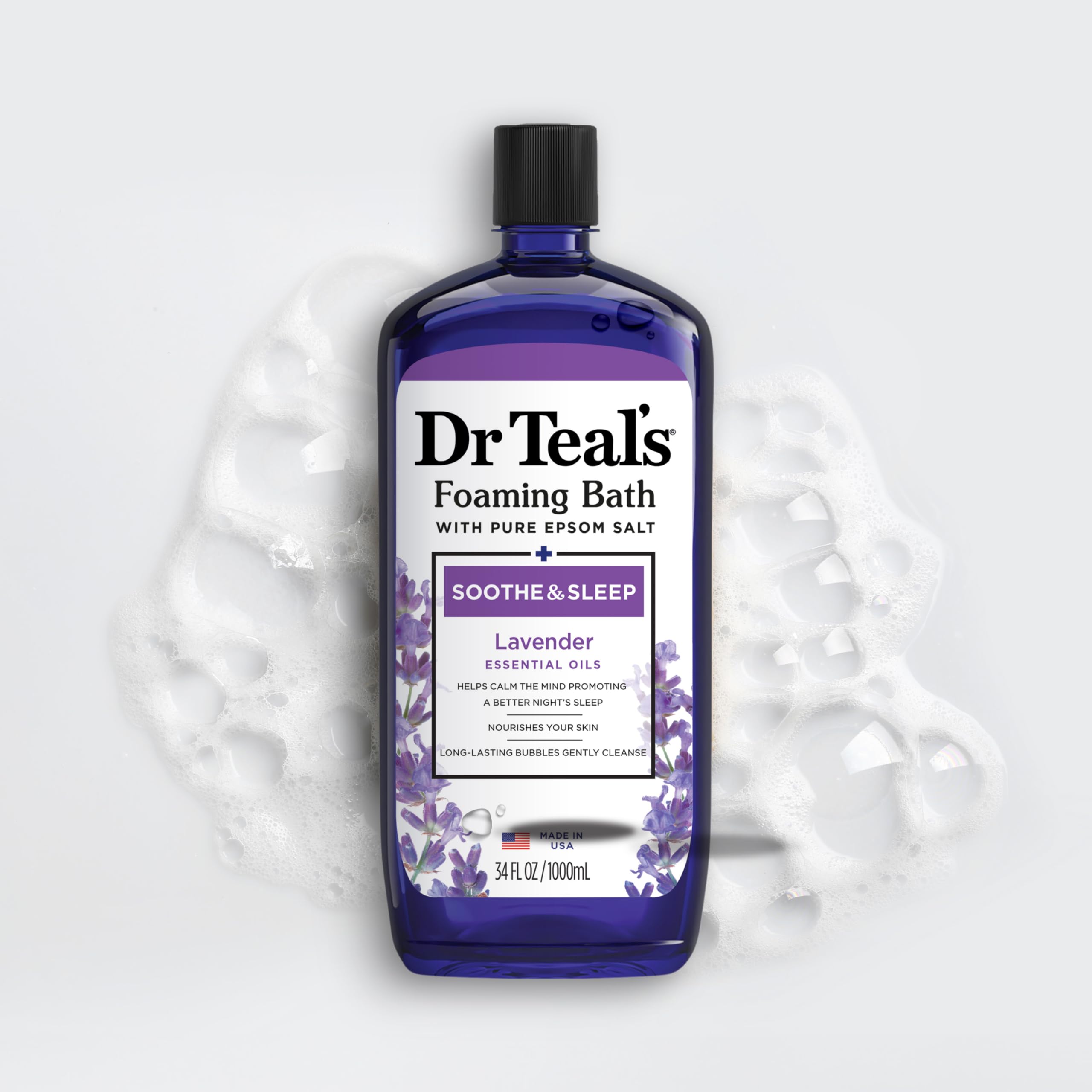 Dr Teal's Epsom Salt Soaking Solution and Foaming Bath with Pure Epsom Salt Combo Pack, Lavender (Packaging May Vary)