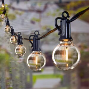 outdoor string lights 60 feet g40 globe patio lights with 32 edison shatterproof bulbs(2 spare), waterproof connectable hanging christmas lights for backyard porch balcony party xmas decor