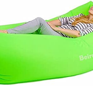 Beiruoyu Inflatable Lounger Air Chair Sofa Bed Sleeping Bag Couch for Beach Camping Lake Garden (Green02)