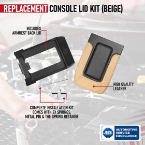 Center Console Lid Replacement Kit Beige - Replaces 924811, 19127364, 19127365, 19127366, 924812 - Compatible with Chevy, Cadillac & GMC Vehicles - Silverado, Avalanche, Tahoe, Suburban, Sierra, Yukon